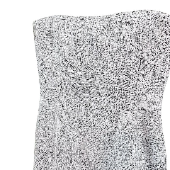 Peter Soronen Sequined Strapless Sheath Cocktail Mini Dress White Black Size 4 - Picture 3 of 8